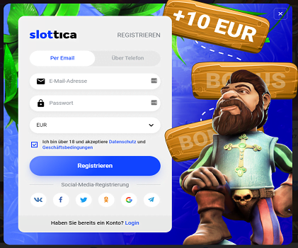 Slottica 10 Euro ohne Einzahlung